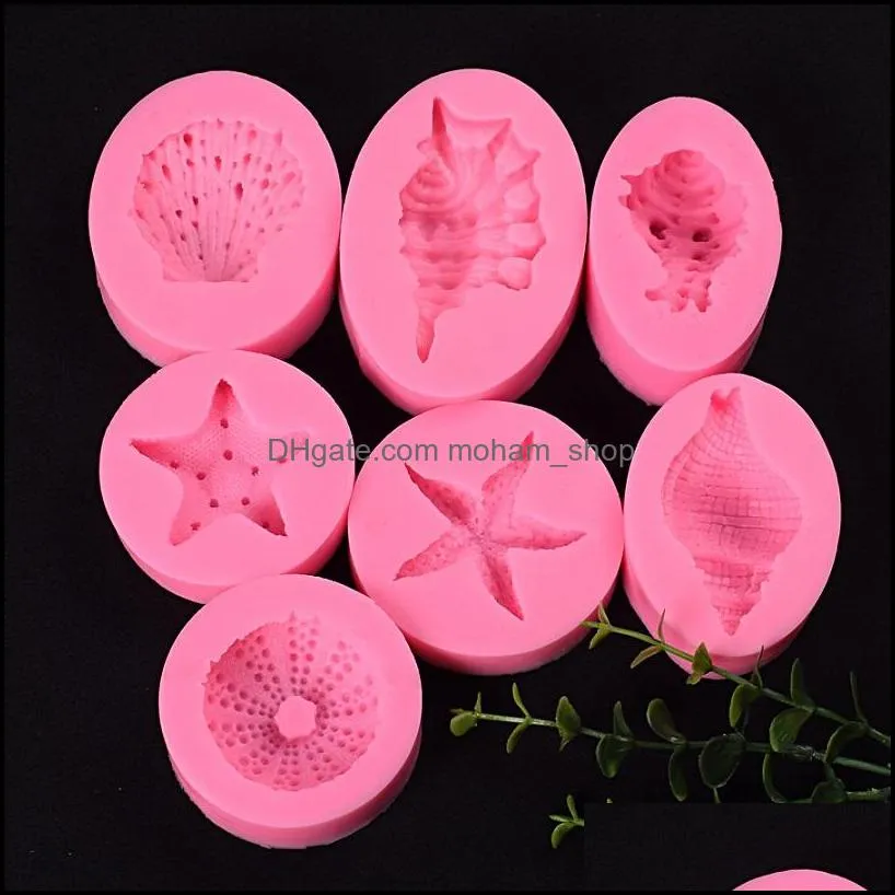  marine animal shaped fondant cake silicone mold cupcake soap muffin baking tool pearl conch starfish sea shell heat resistant