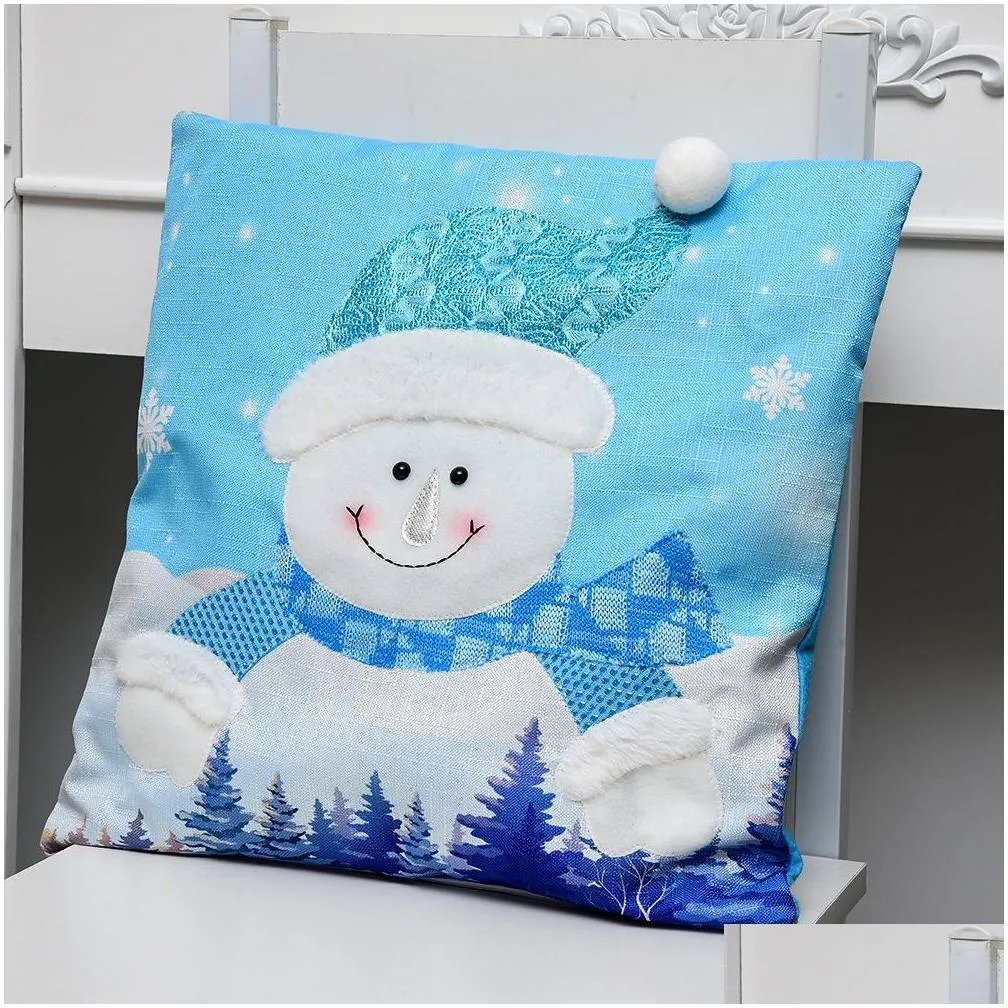 led glowing christmas pillow case for santa claus snowman pillowcase cover xmas decoration sofa car supplies