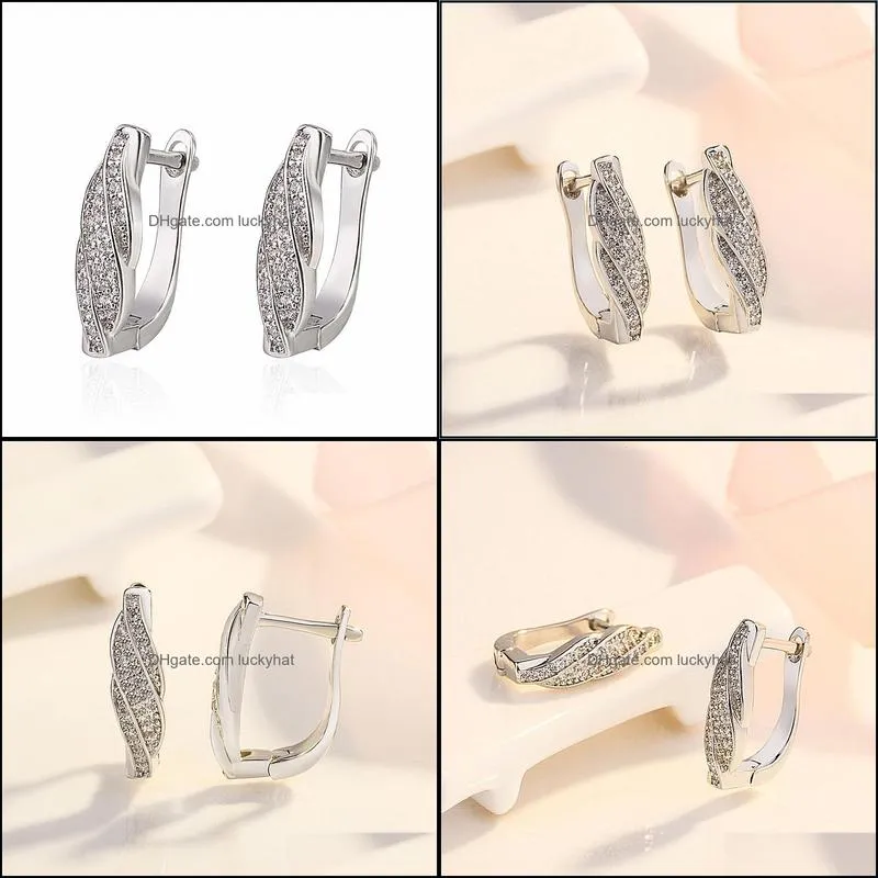 sealed zircon twisted hoop earrings womens trend opening simple luxury earrings twisted diamond earrings fashion and exquisite