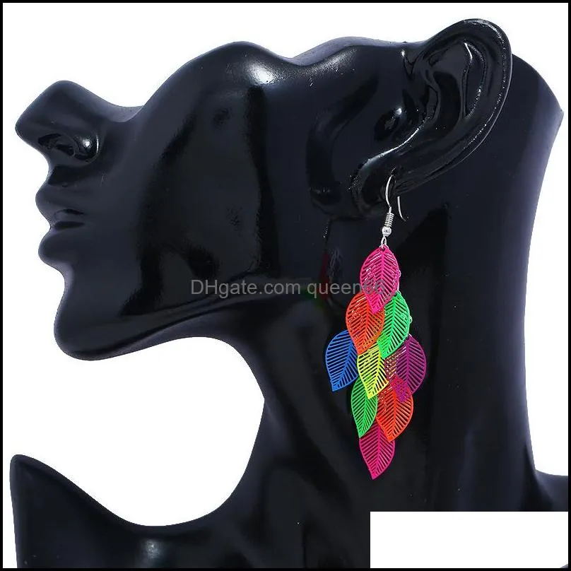 vintage hollow colorful drop dangle earrings for women layered handmde boho earrings fashion jewelry boucle oreille femme