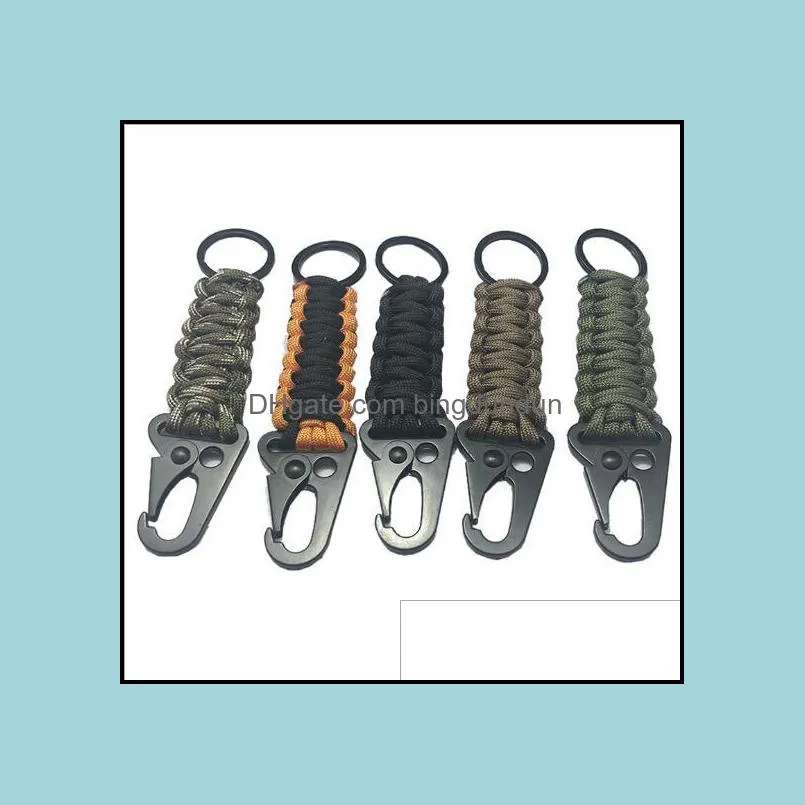 rope keychain key ring camping partys carabiner outdoor survival kit military parachute cord emergency knot keys gifts lxl110a