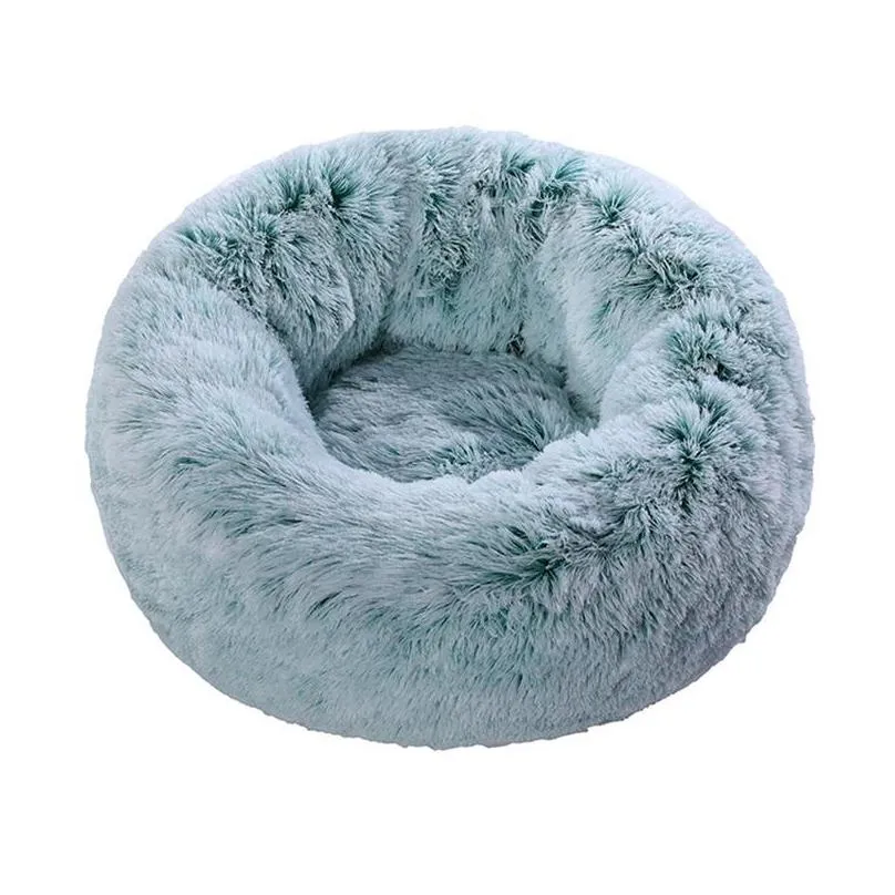 kennels pens thick cutton round pet dog bed super soft long plush pets cat mat cats nest winter warm sleeping dogs kennel sofa