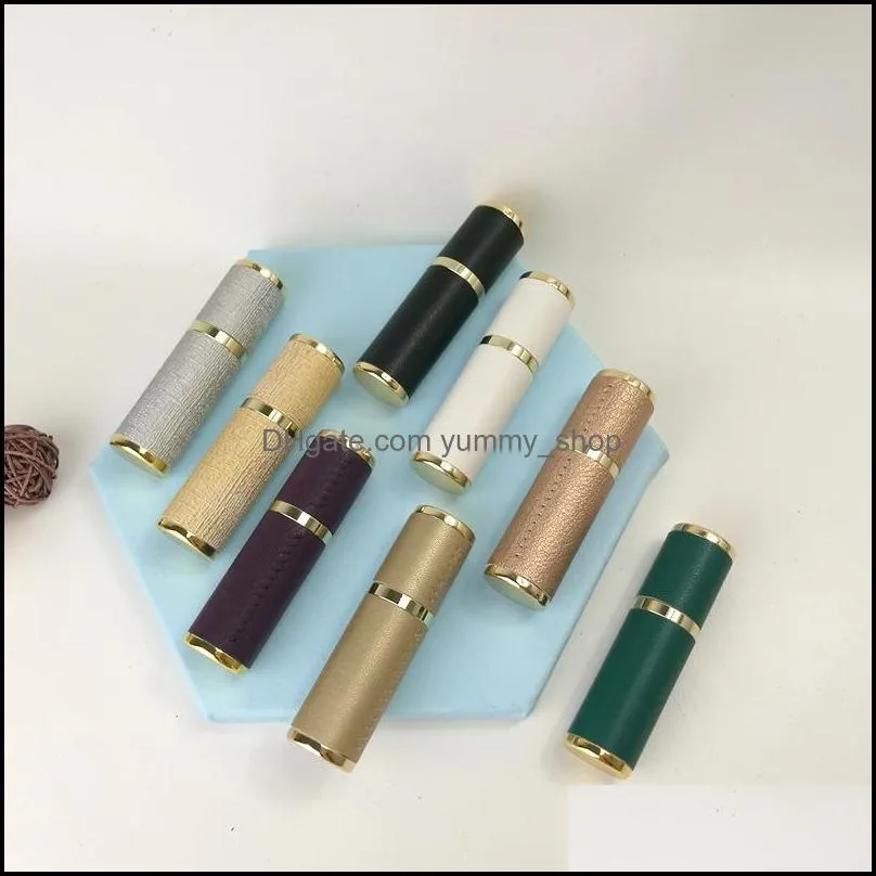 exquisite leather 5ml mini portable refillable perfume atomizer spray bottles empty bottles cosmetic containers bottles glass inner