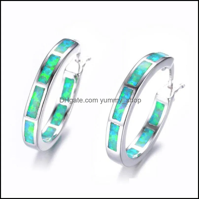 women circular colour hoop earrings jewellery lady type c opal plated silver fashion statement earring 2 7hj j2