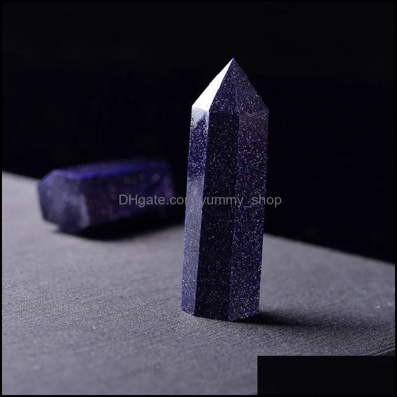 raw ore blue gold sandstone quartz pillar arts ornaments energy stone wand healing gemstone tower natural crystal point