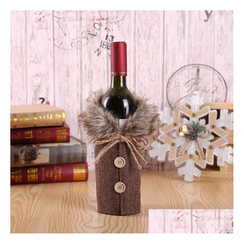 christmas wine bottle cover bags santa claus wine bottle cover gift bag christmas dinner party xmas table decor merry christmas bottle