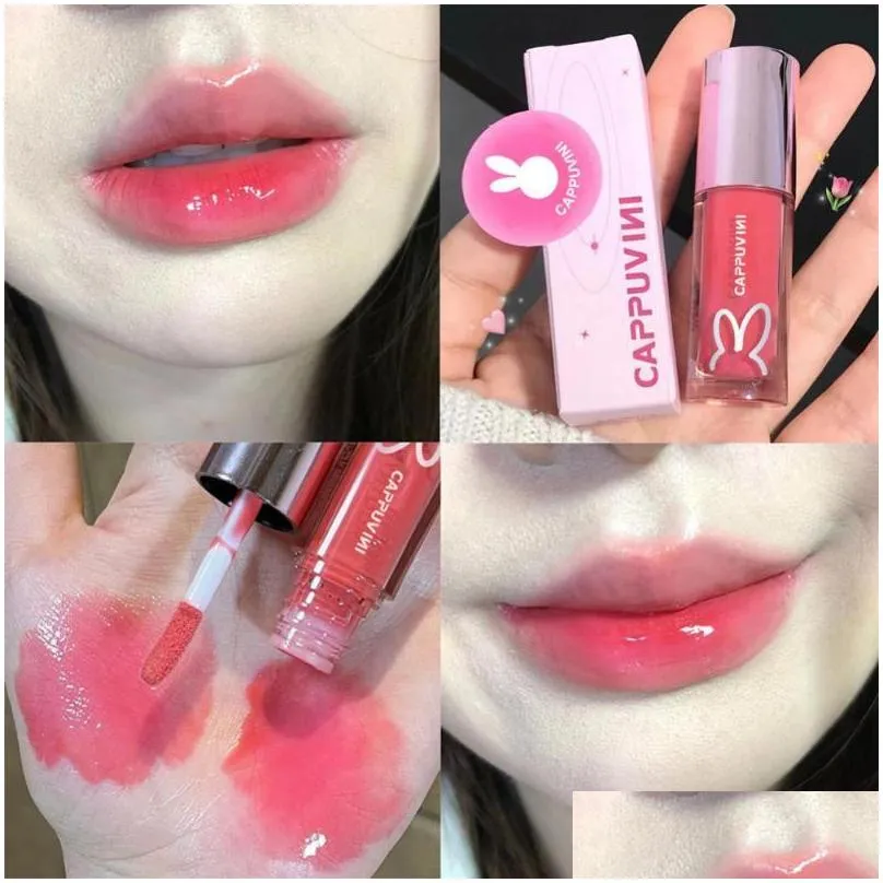 lip gloss pink tube glossy glaze waterproof transparent lipstick moisturizing oil sexy red tint makeuplip