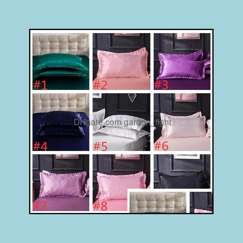 18 colors imitated silk pillow cases polyester satin pillow cover double face envelope design pillowcase high quality charmeuse bedding