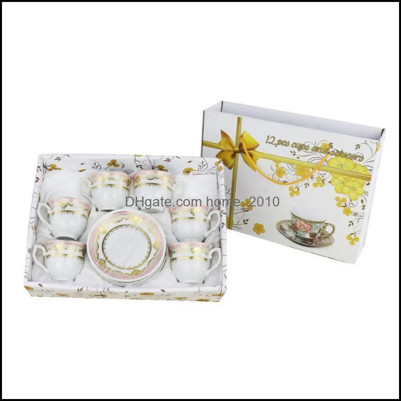 classic european bone china coffee cups and saucers sets tableware plates dishes afternoon tea set home kitchen with gift box