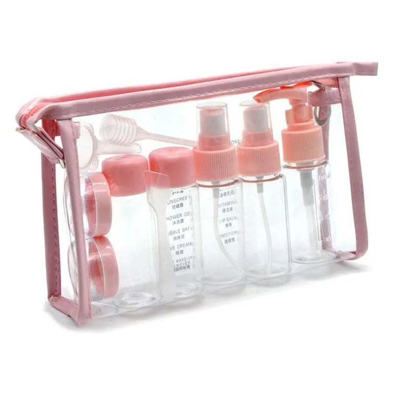 portable travel bottled spray and lotion bottles pet plastic split bottling set durable high quality cosmetics accessories tools