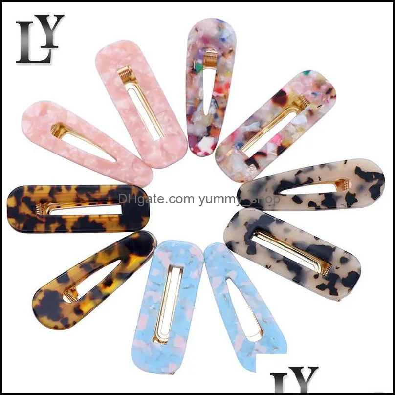 cute style acrylic hair clip for girls women water drop shape leopard marble textured geometric barrette hairpin hair accessories 470