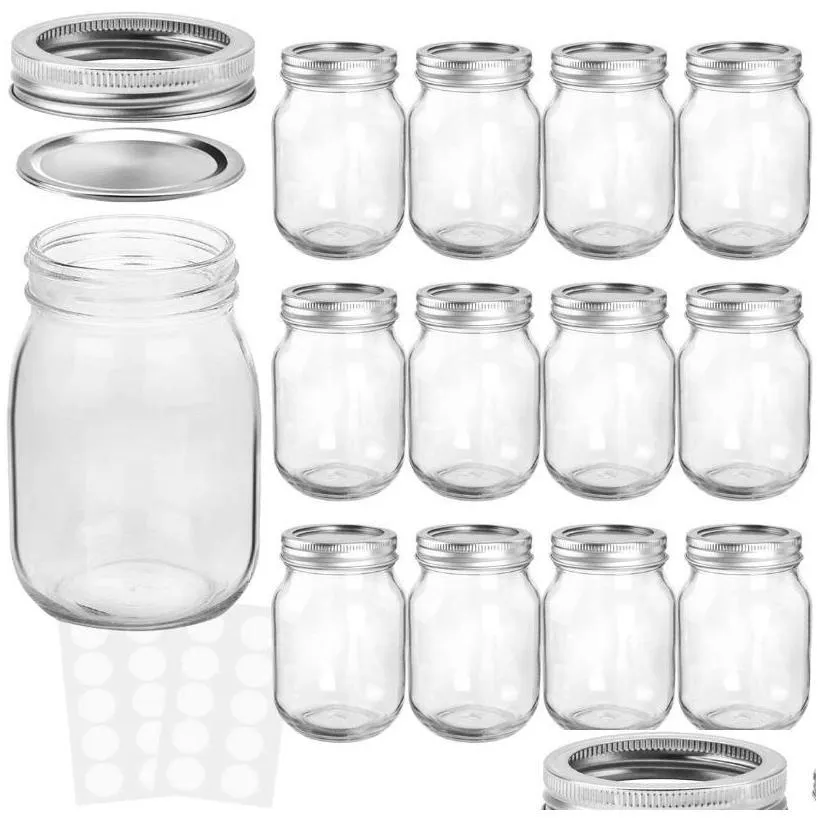 mason jars 16 oz with regular lids and bands ideal for jam honey wedding favors shower baby foods diy magnet storage bottles