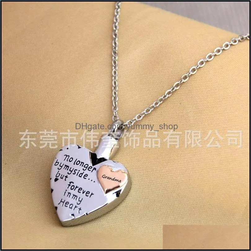 silver heart stainless steel memorial necklace for mom dad pet no longer by my side forever in my heart cremation pendant jewelry 816