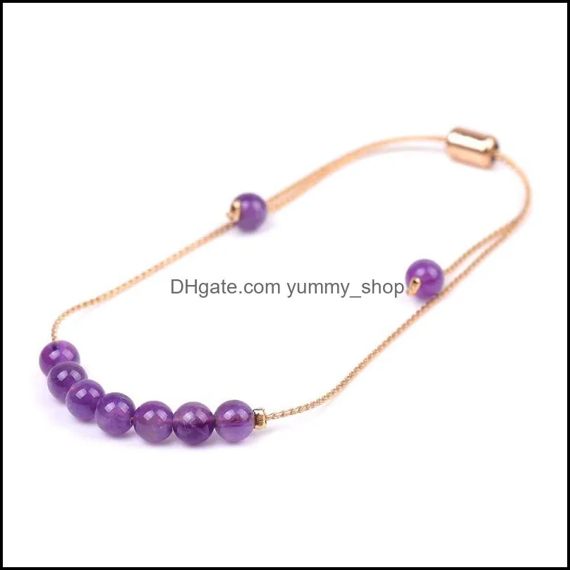 4mm seven chakra natural stone bracelets amethyst tiger eye red agate copper wire chain bracelet for women jewelry