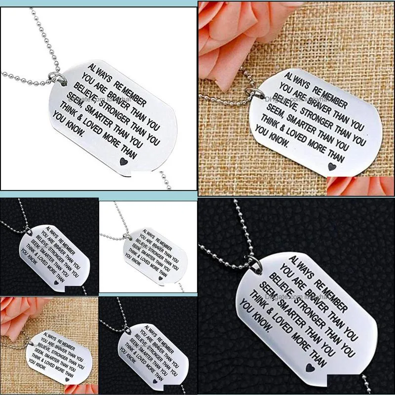 engraved dog tag necklace friends birthday gifts always remember you are braver stainless steel necklace