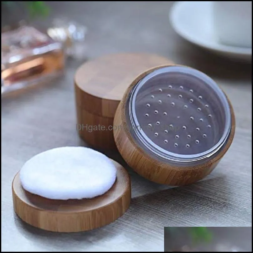 30 ml empty powder case bamboo cosmetic jar makeup loose powder box case container holder with sifter lids and powder puff