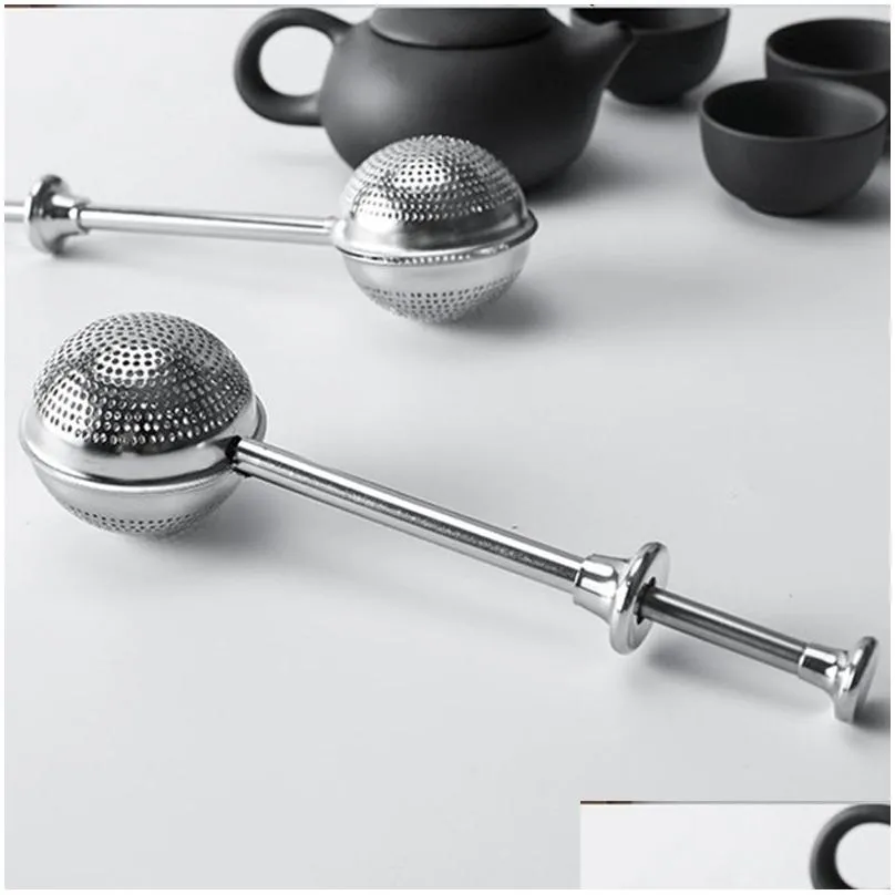 tea strainer ball push tea infuser stainless steel loose leaf herbal teaspoon strainer filter diffuser kitchen bar drinkware tool dbc