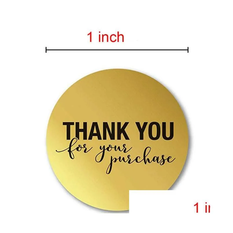good quality 500pcs/roll 1 inch gold round thank you adhesive label sticker envelope seal sticker baked papckage diy sticker