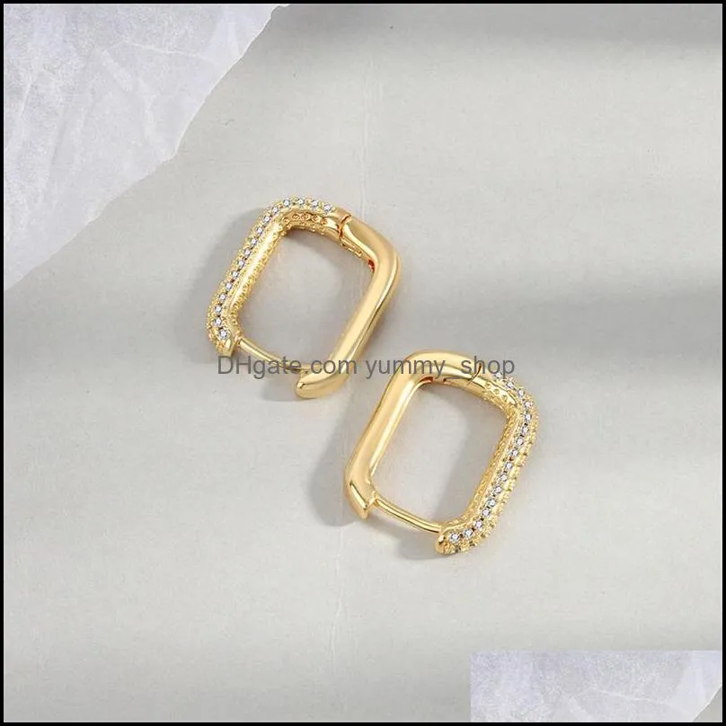 minimalist geometric square crystal small hoop earrings for women fashion gold color metal earring ear buckle jewelry