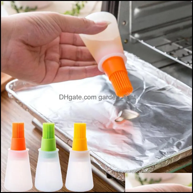 portable silicone oil bottle with brush grill oil brushes liquid oil pastry kitchen baking bbq tool kitchen tools