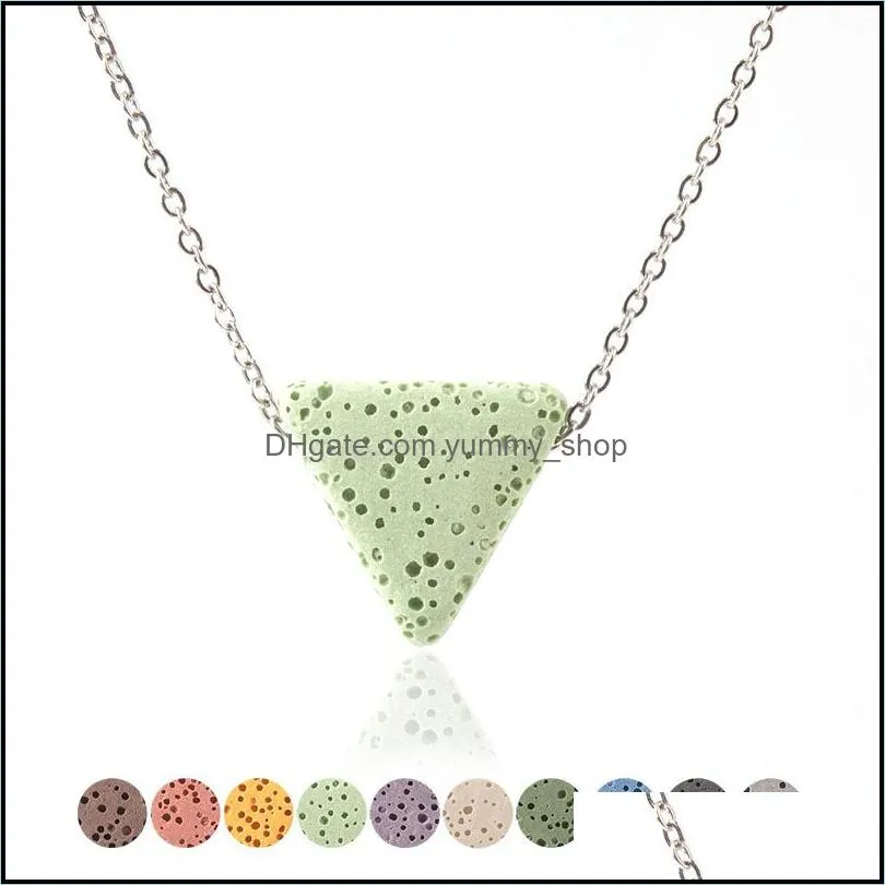 colorful triangle lava stone bead necklace diy aromatherapy essential oil diffuser necklaces for women jewelry