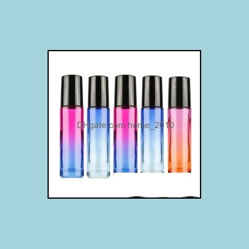 10ml/5ml gradient color thick glass roll on essential oil empty parfum bottles roller ball travel use necessaries