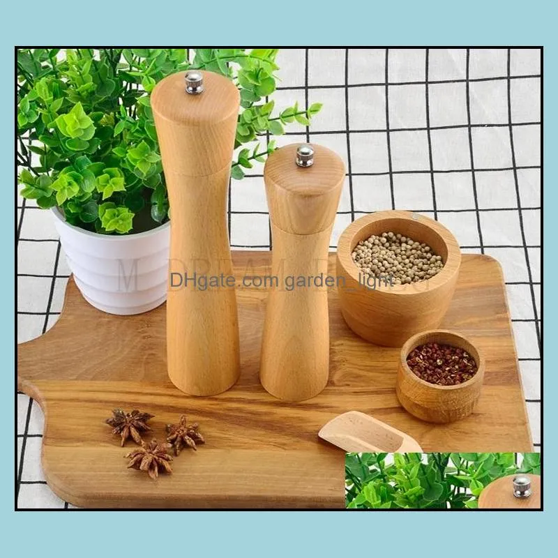 beech pepper mill 8 inch 10 inch ceramic core manual solid wood pepper grinder multipurpose salt pepper mill grinder kitchen tools