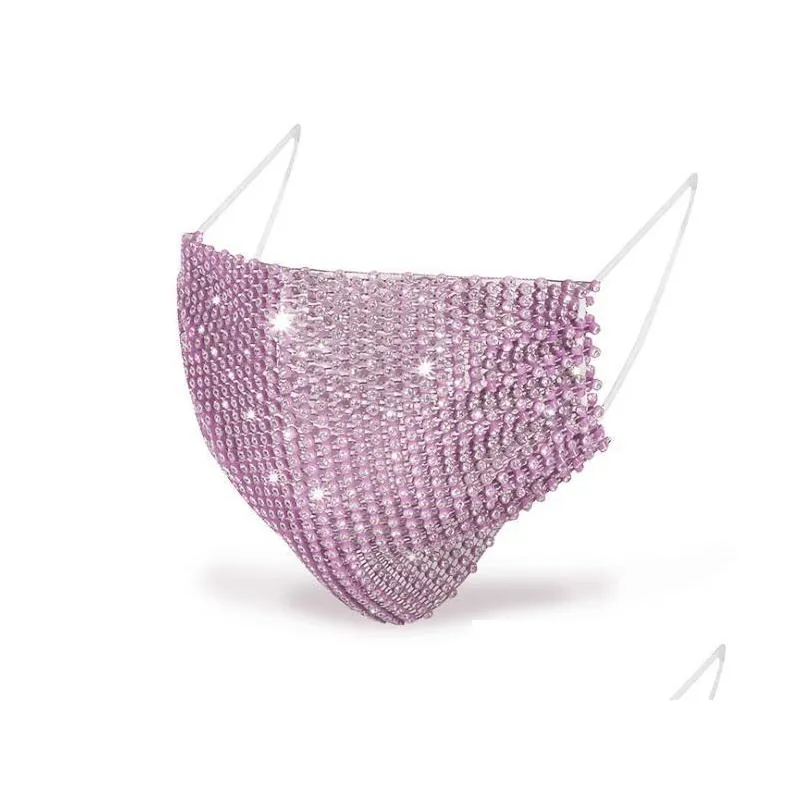 pink blue 50pcs fashion colorful mesh masks bling diamond party mask rhinestone grid net mask washable sexy hollow mask for women