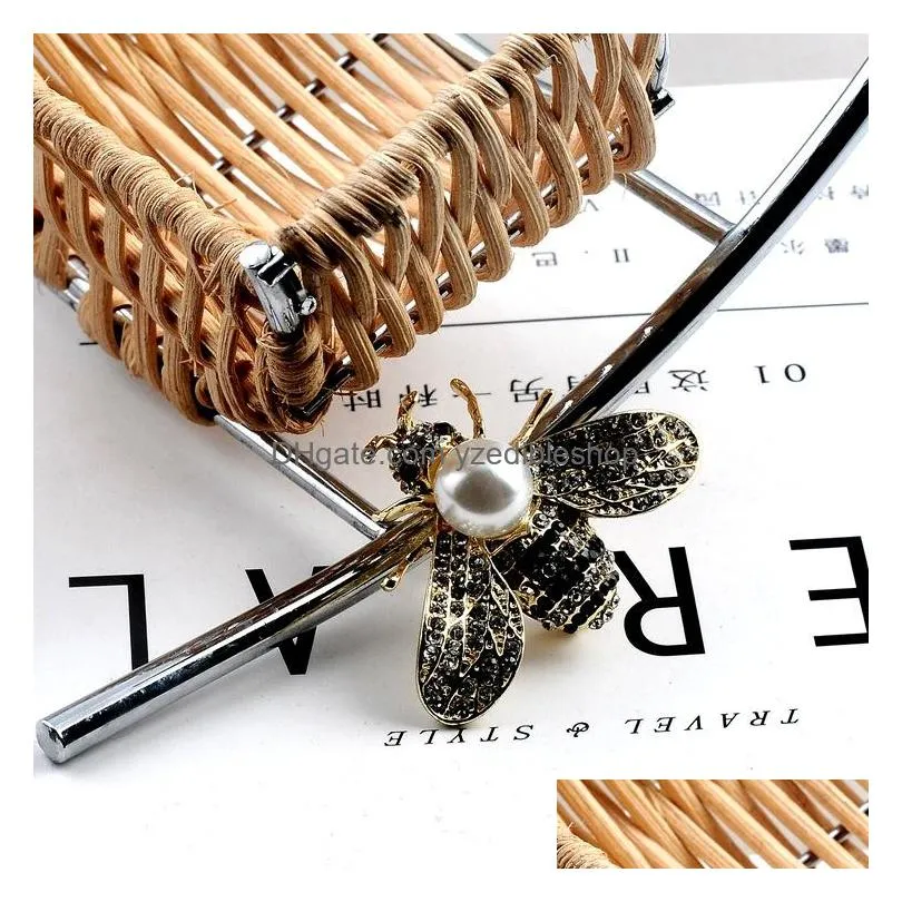 threedimensional small bee brooch large pearl brooch small suit dualuse delicate alloy pins jewelries fashion jewelry