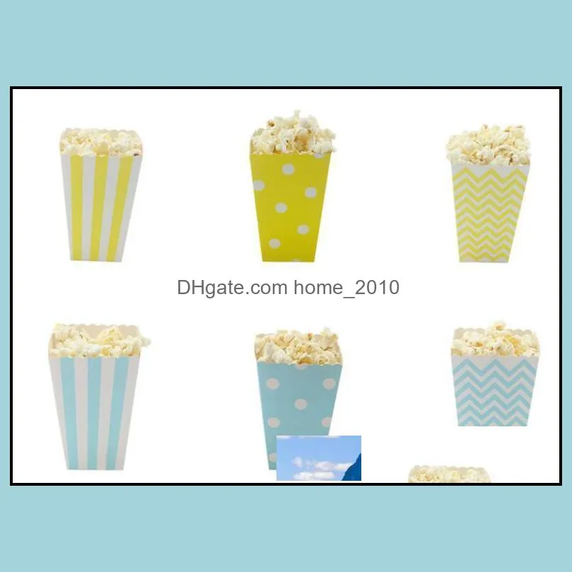 120pcs wave circles pattern folding candy popcorn boxes birthday party wedding candy/sanck favor bags paper chritmas gift bag