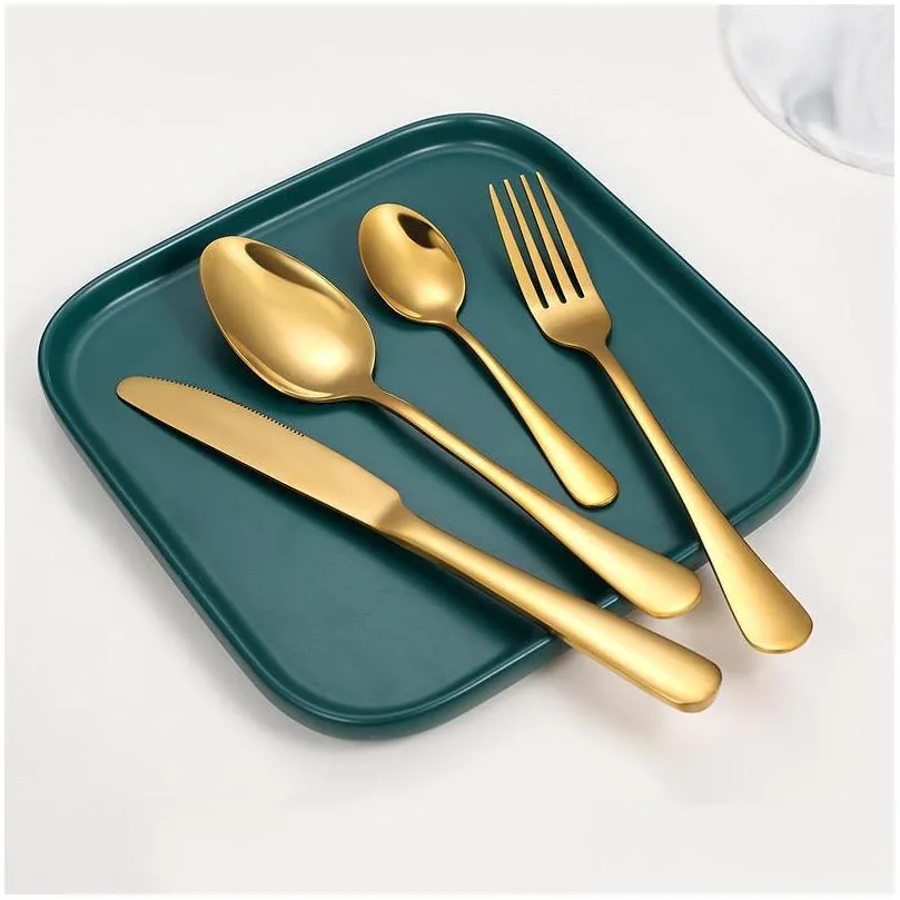 dinnerware sets 24 pcs black set cutlery stainless steel rainbow dinner tableware wedding silverware
