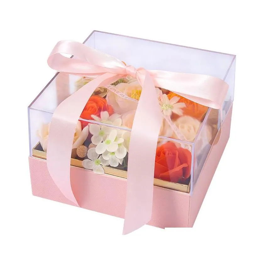 netflix explosion eternal roses soap flowers acrylic quartet gift box christmas valentines day gift