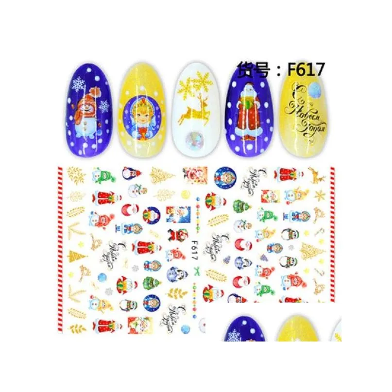 women nail art decorations back glue decorative decals paste cute cartoon lover sliders santa claus design decals manicure fashion accessories can do