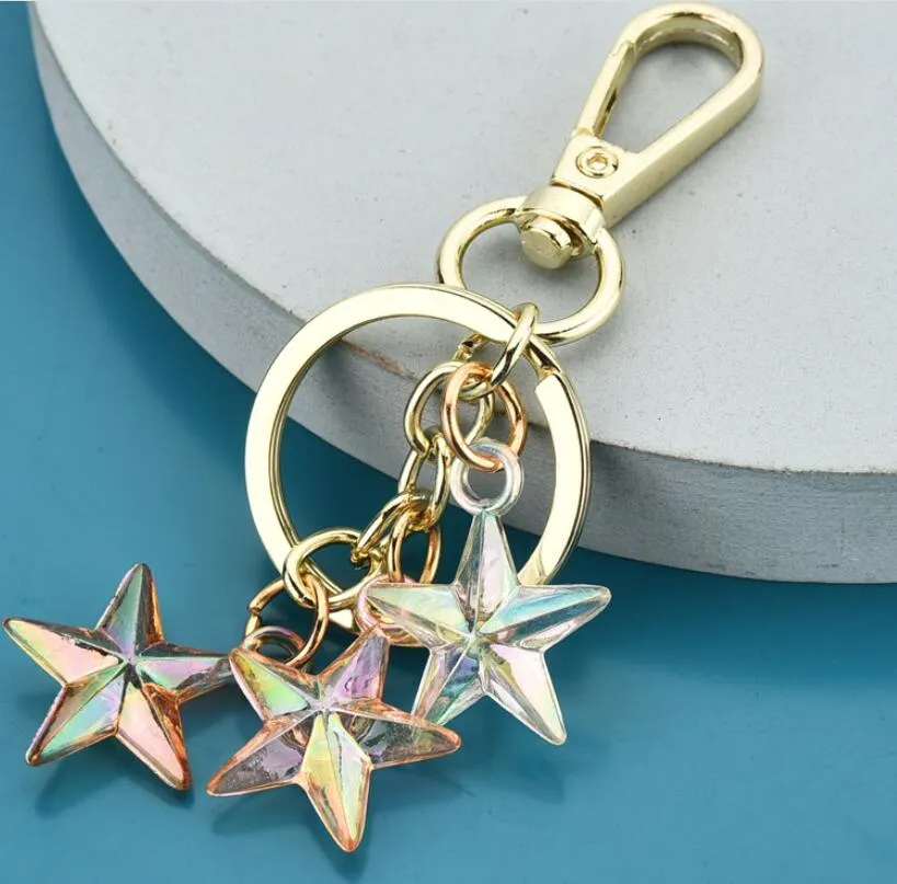 multicolor fivepointed star keychain acrylic resin tassel pendant key chains rings cute women girls bag car keyring holder