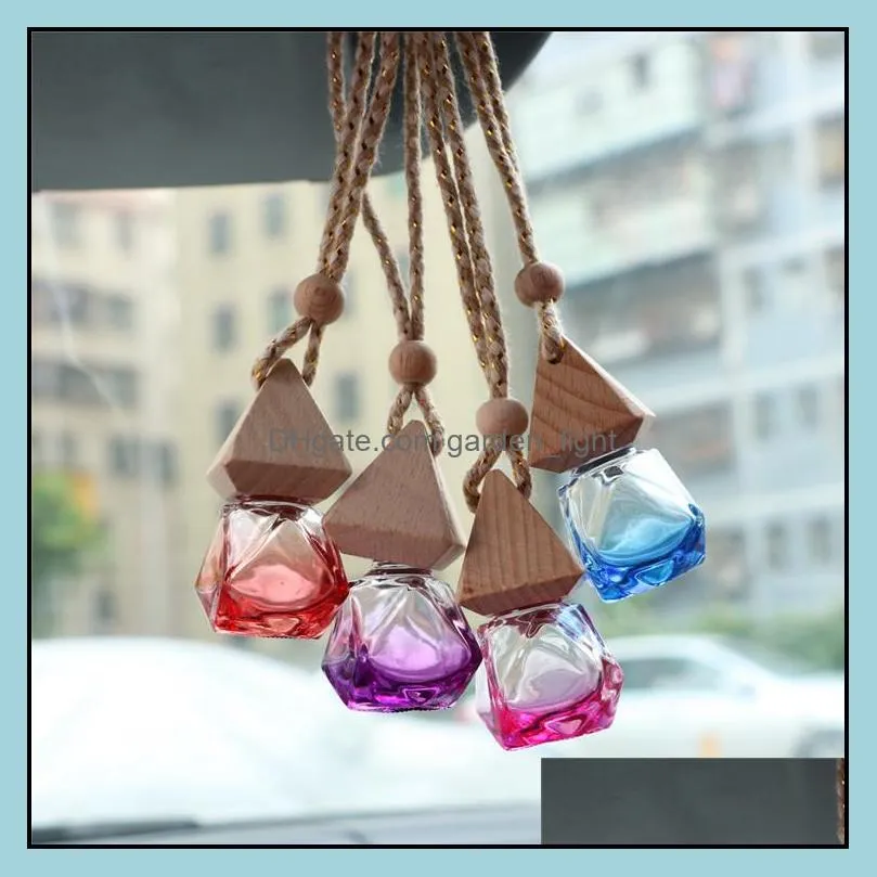 newest car perfume bottle pendant essential oil diffuser 9 colors bag clothes ornaments air freshener pendant empty glass bottle