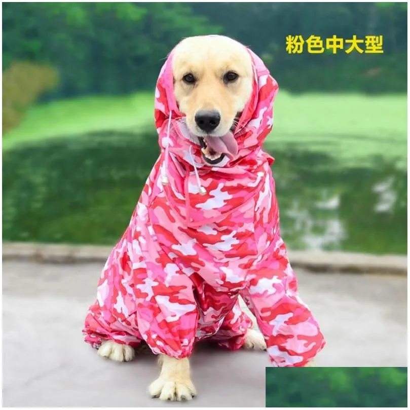 dog apparel large raincoat clothes waterproof rain jumpsuit for big medium small dogs golden retriever outdoor pet clothing coat