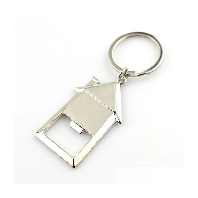 house shaped bottle opener keychain personalized wedding gifts souvenirs birthday christmas gifts for guests wholesale f0514