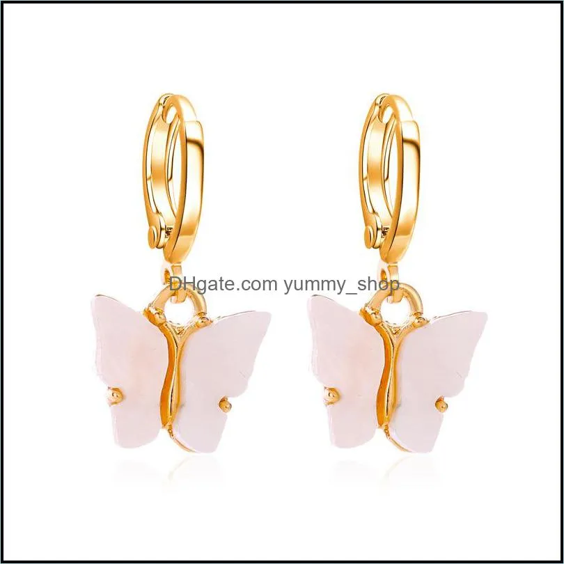 chic fashion butterfly small gold hoop earrings for women 2020 colorful acrylic boho de mujer earings hoops ear rings jewelry 493 q2