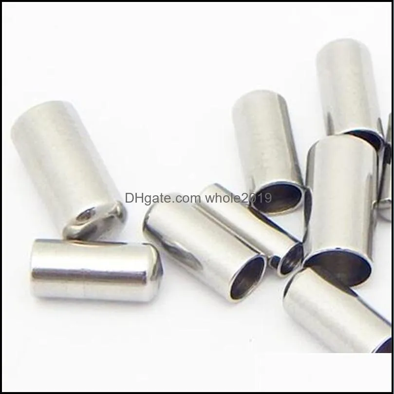 50pcs 2/3/4/5mm stainless steel caps crimp leather cord wire metal end cap crimps clasps for jewelry making components diy 2227 t2