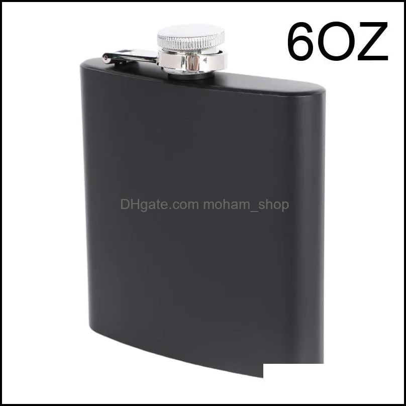 6oz portable pocket stainless steel hip flask flagon matte black whiskey wine pot drinker alcohol bottle travel tour drinkware jy1165