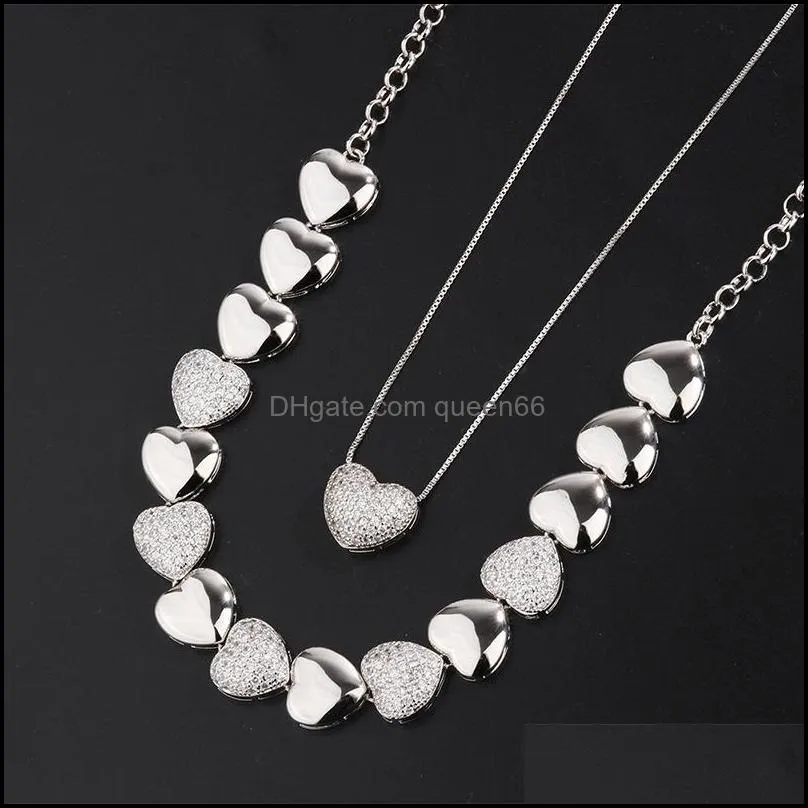 pendant necklaces luxury fashion heart pendent for women charm chain set can be stacked lovers copper plated zircon jewelrypendant