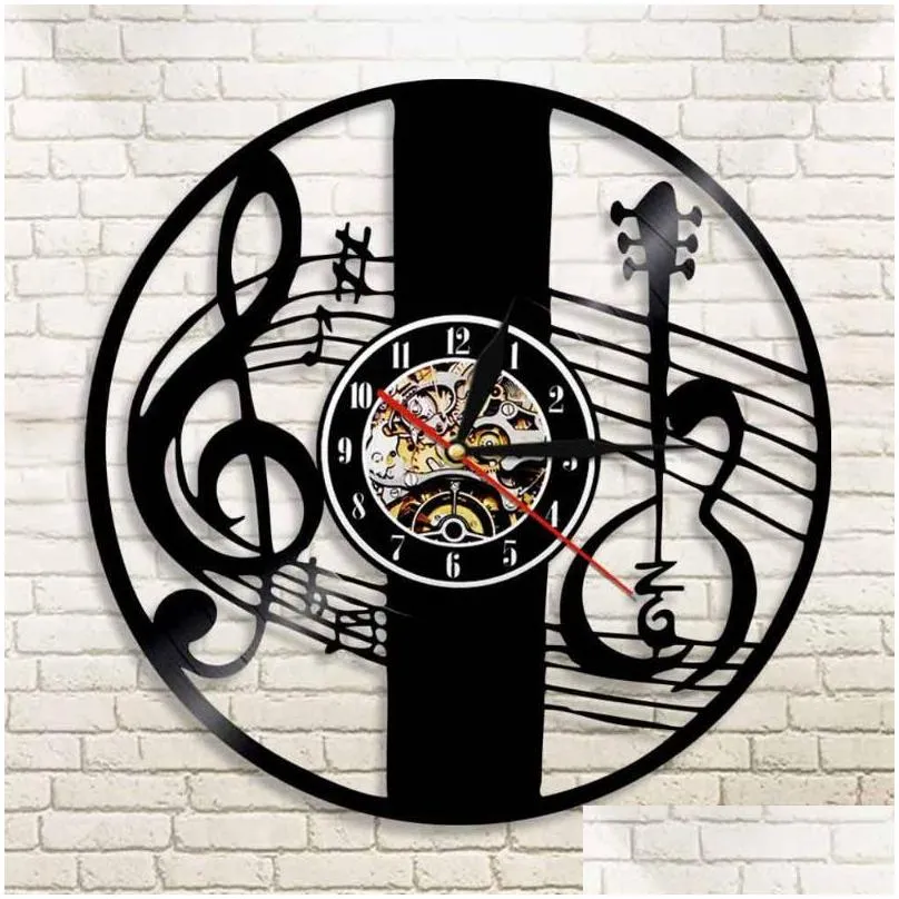 wall clocks treble clef music note art clock musical instrument violin key record classical home decor gift