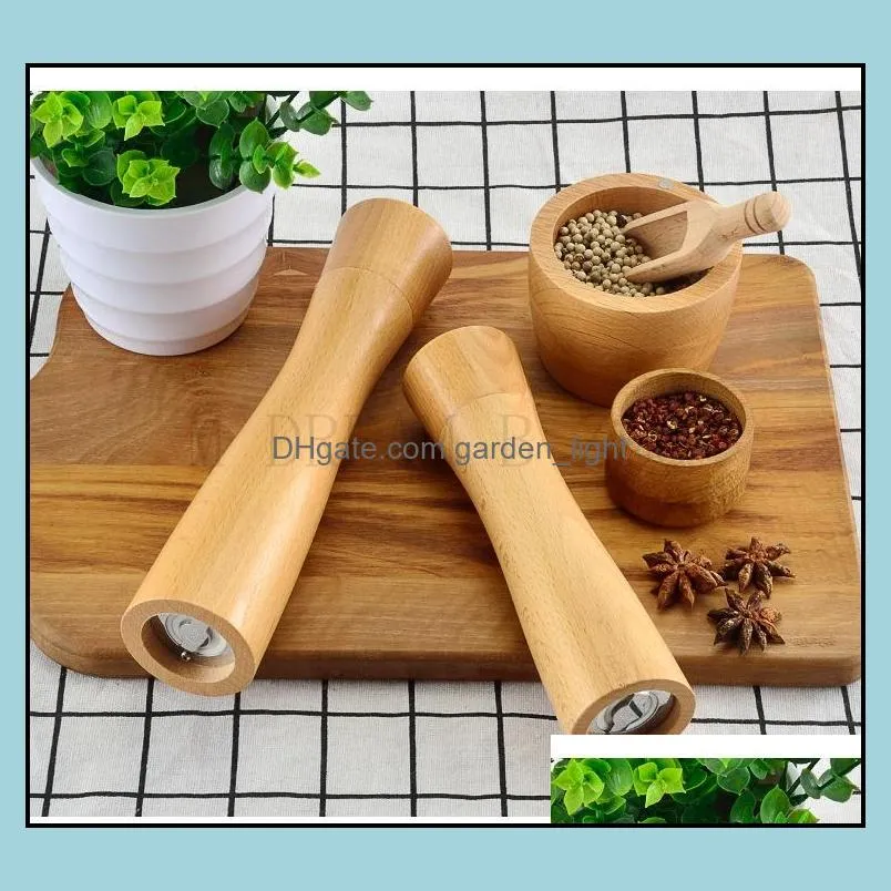 beech pepper mill 8 inch 10 inch ceramic core manual solid wood pepper grinder multipurpose salt pepper mill grinder kitchen tools