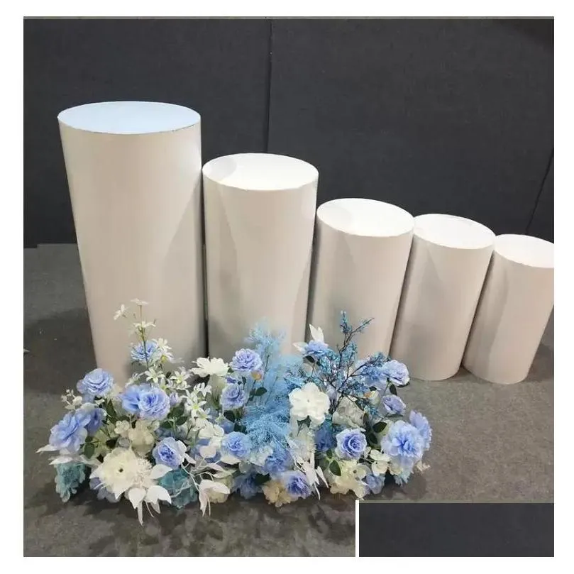 5pcs products sashes round cylinder pedestal display art decor plinths pillars for diy wedding decorations holiday f0415