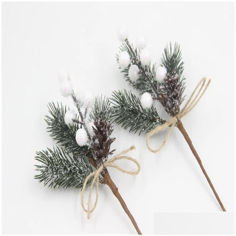 christmas tree decor simulation cedar berries bouquet home decoration xmas ornaments ormosia bouquets diy garland pine cone bh4962 wly