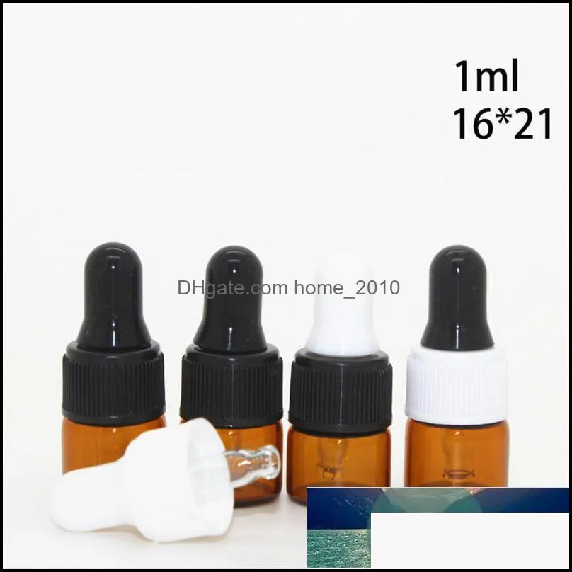 20ps/lot empty wholesale 1ml 2ml 3ml mini glass dropper bottle empty vial bottle amber oil refillable storage bottles jars factory price expert design quality