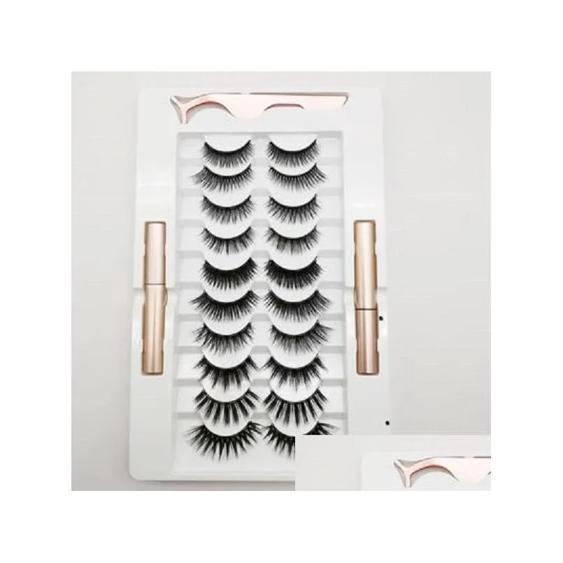 pestanas magnetic lash false eyelashes set fake lash 2 liquid eyeliner adda tweezer 3d magnet faux cils reusable no glue 15 sets a lot eyelash