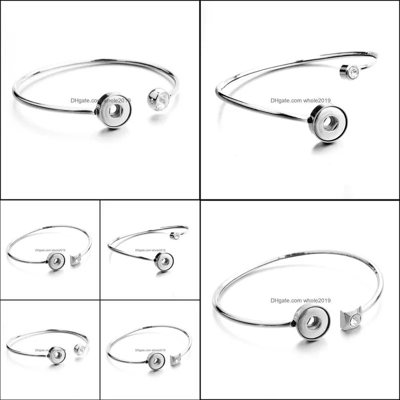 rhinestone stainless steel snap button cuff bangle jewelry mini 12mm snaps bracelet for women couple bracelets