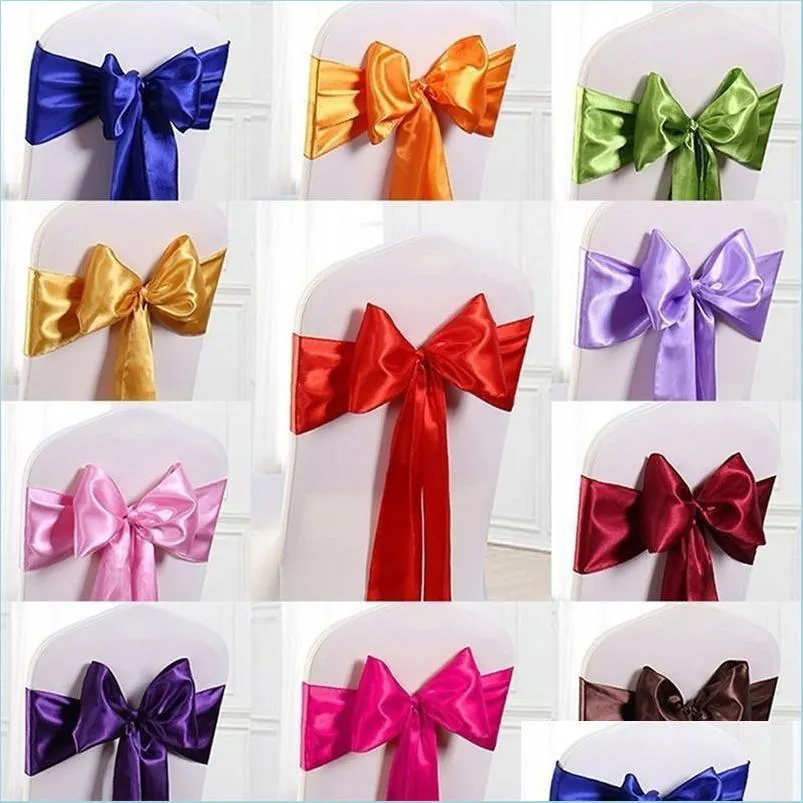 280x16cm satin chair sashes bow tie chair sash band for banquet home table decoration wedding party supplies