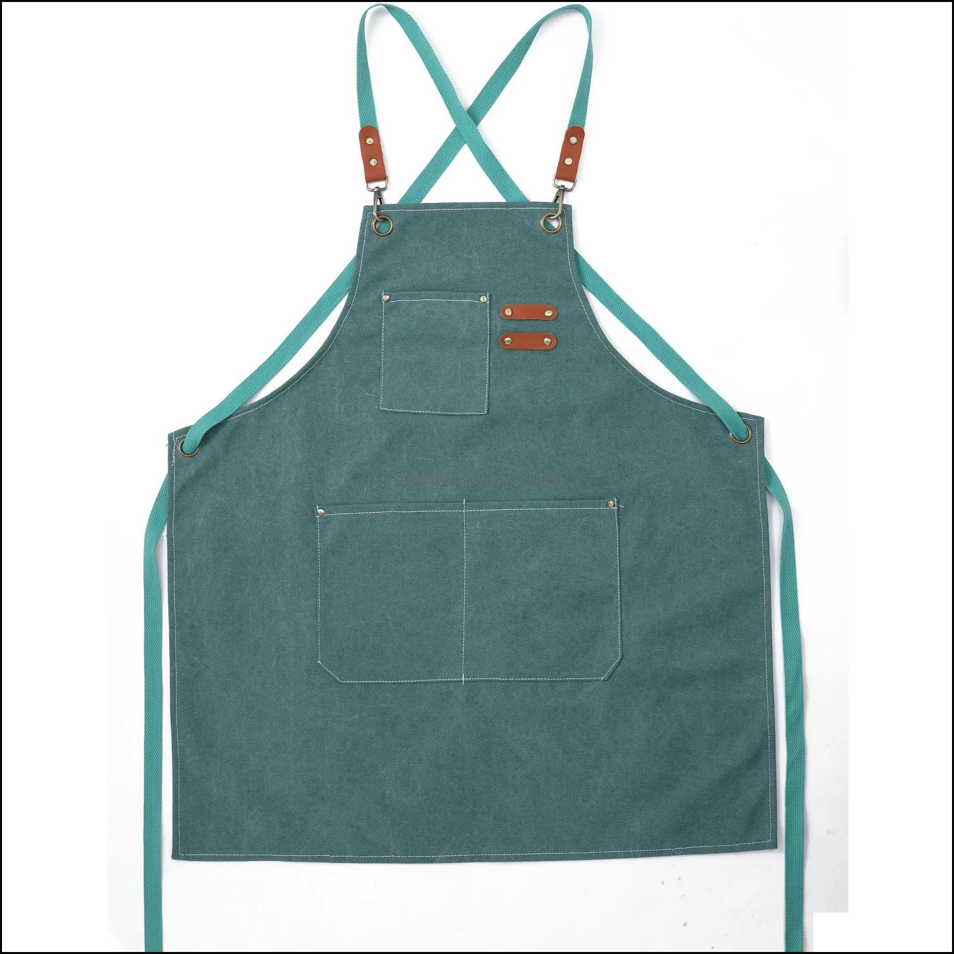 thickened canvas apron gardening waterproof foreign trade coffee salon work apron